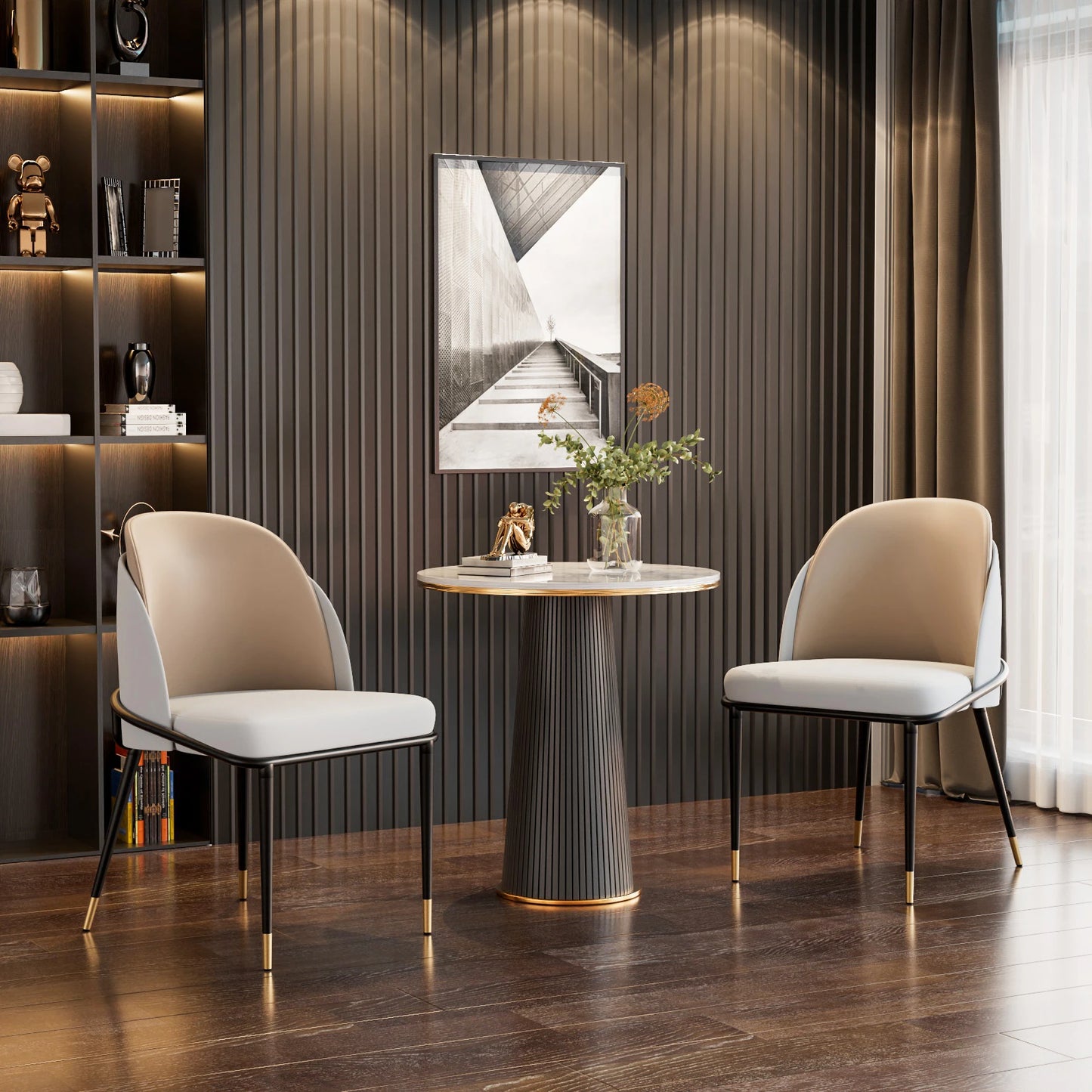 Dining Chairs Set of 2, Faux Leather Upholstered Padded Back