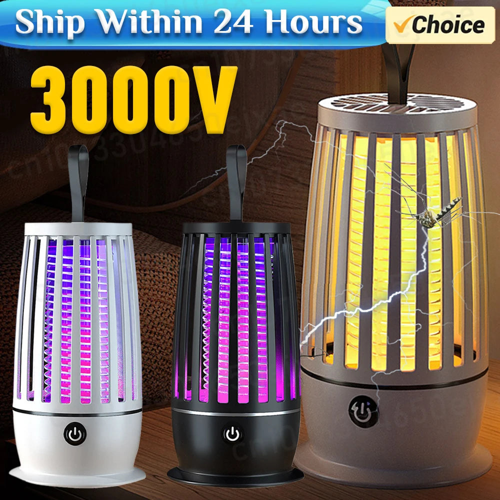 USB Rechargeable Electric Mosquito Swatter & Fly Trap with Night Light