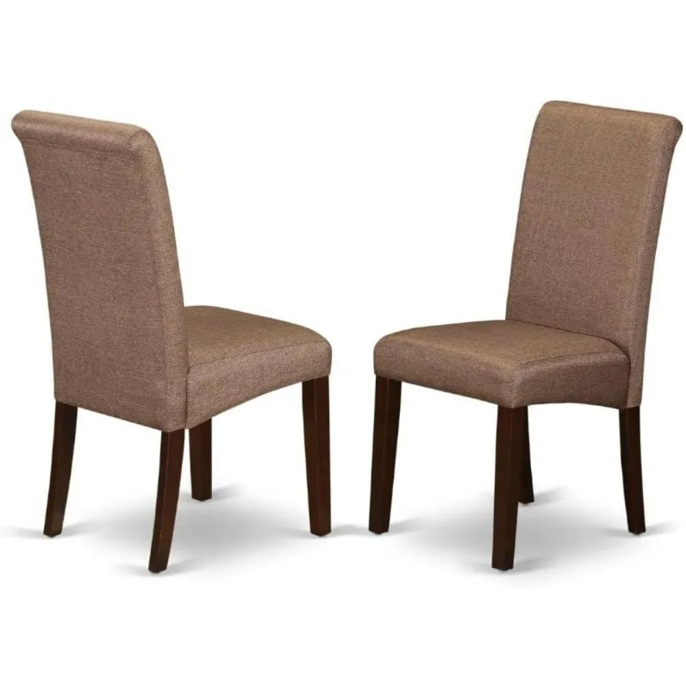 9 Piece Modern Dining Rectangle Wooden Table Set with Butterfly Leaf and 8 Linen Fabric Chairs