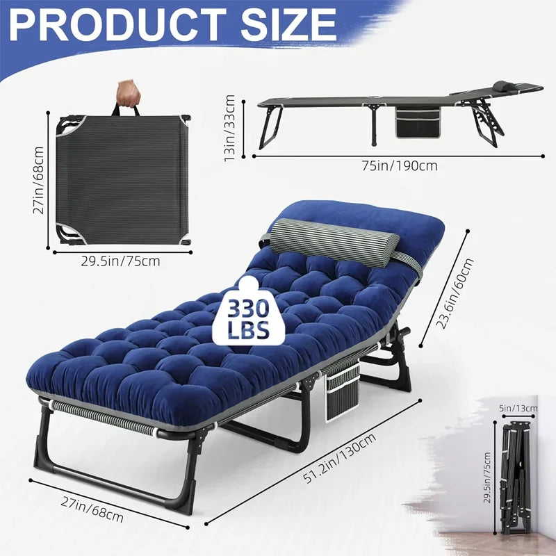 ✅ 4-Position Folding Camping Cot with Mattress – Portable Bed Holds up to 330 lbs