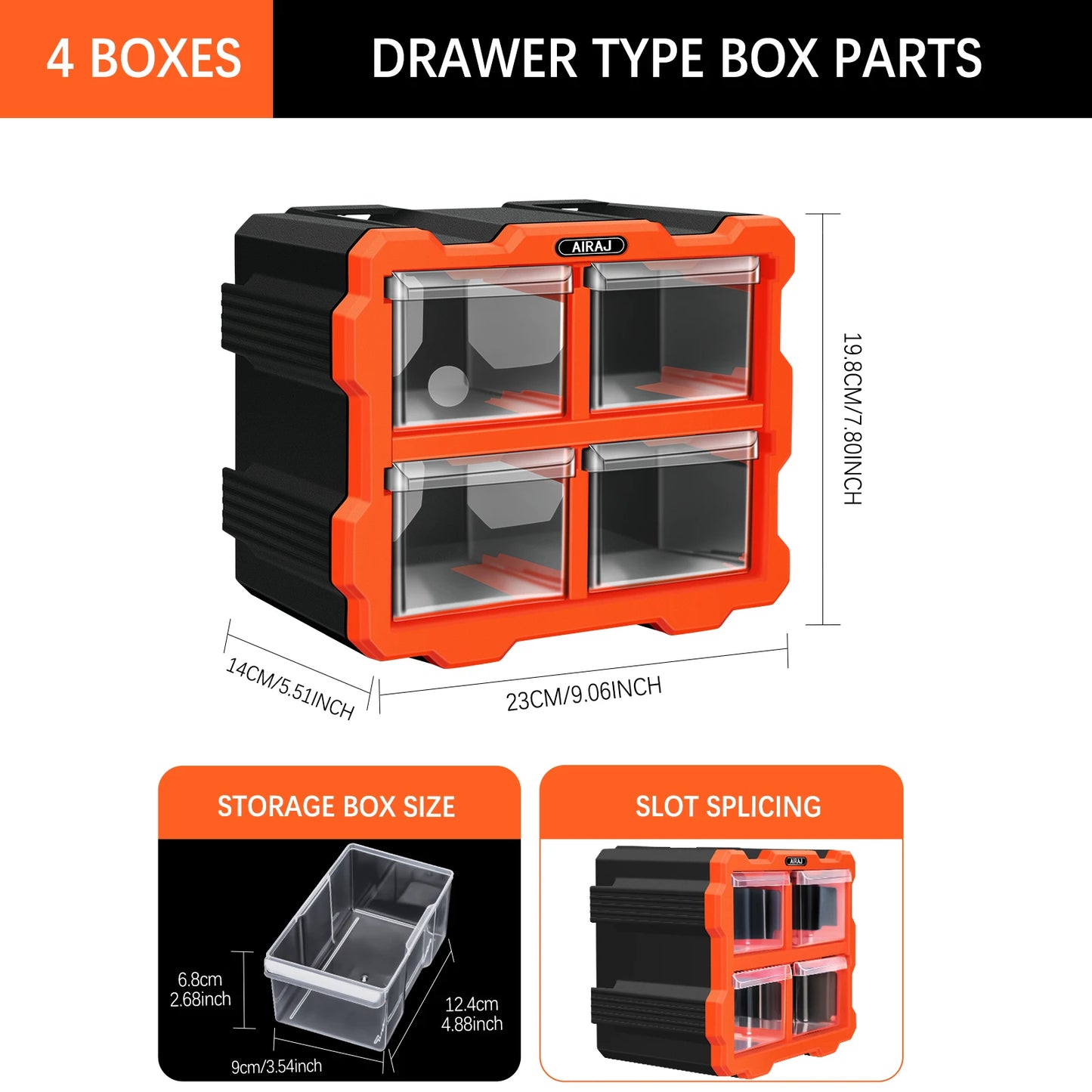 AIRAJ Multi-Grid Drawer Parts Box - Floor or Wall-Mounted Component Storage
