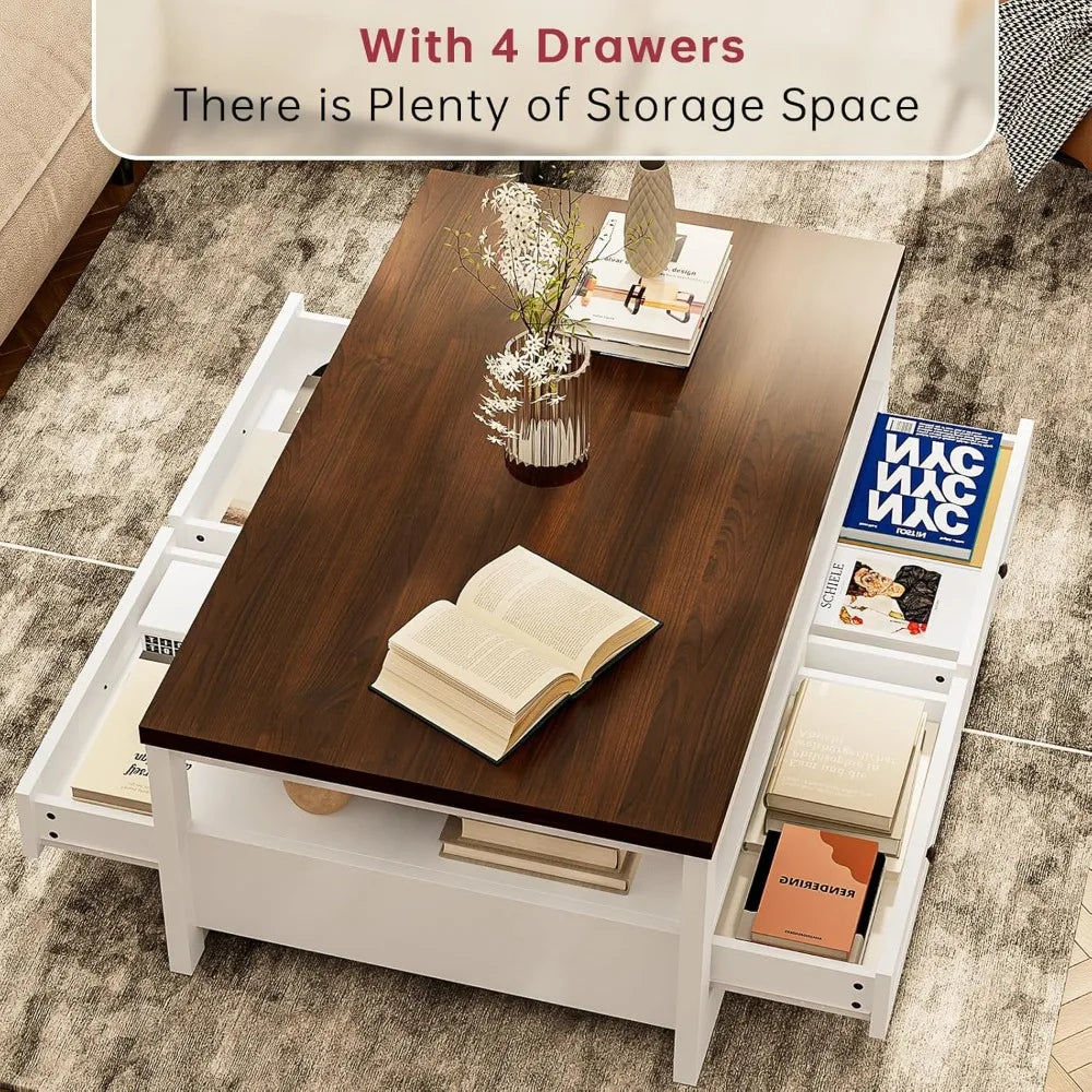 47.6" Farmhouse Coffee Table with Storage