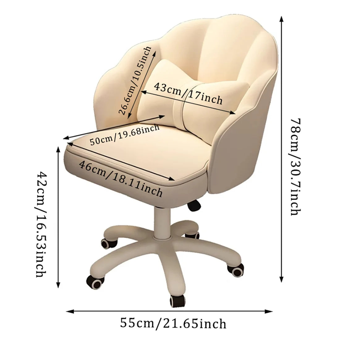 Velvet Petal Desk Chair – Cute Butterfly Vanity Chair with Bow Cushion for Office or Bedroom