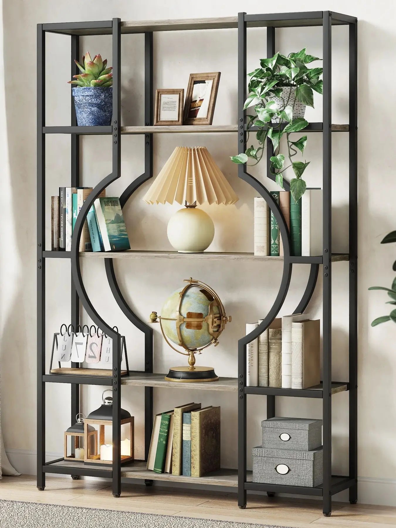 Tribesigns 5-Tier Tall Bookshelf – Vintage Wood Bookcase with 12 Open Display Shelves
