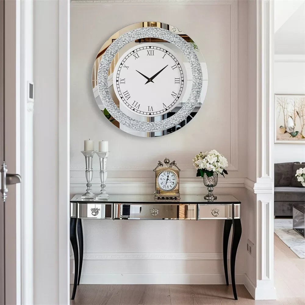 LUVODI 32" Modern 3D Wall Clock – Large Crystal Design with Roman Numerals