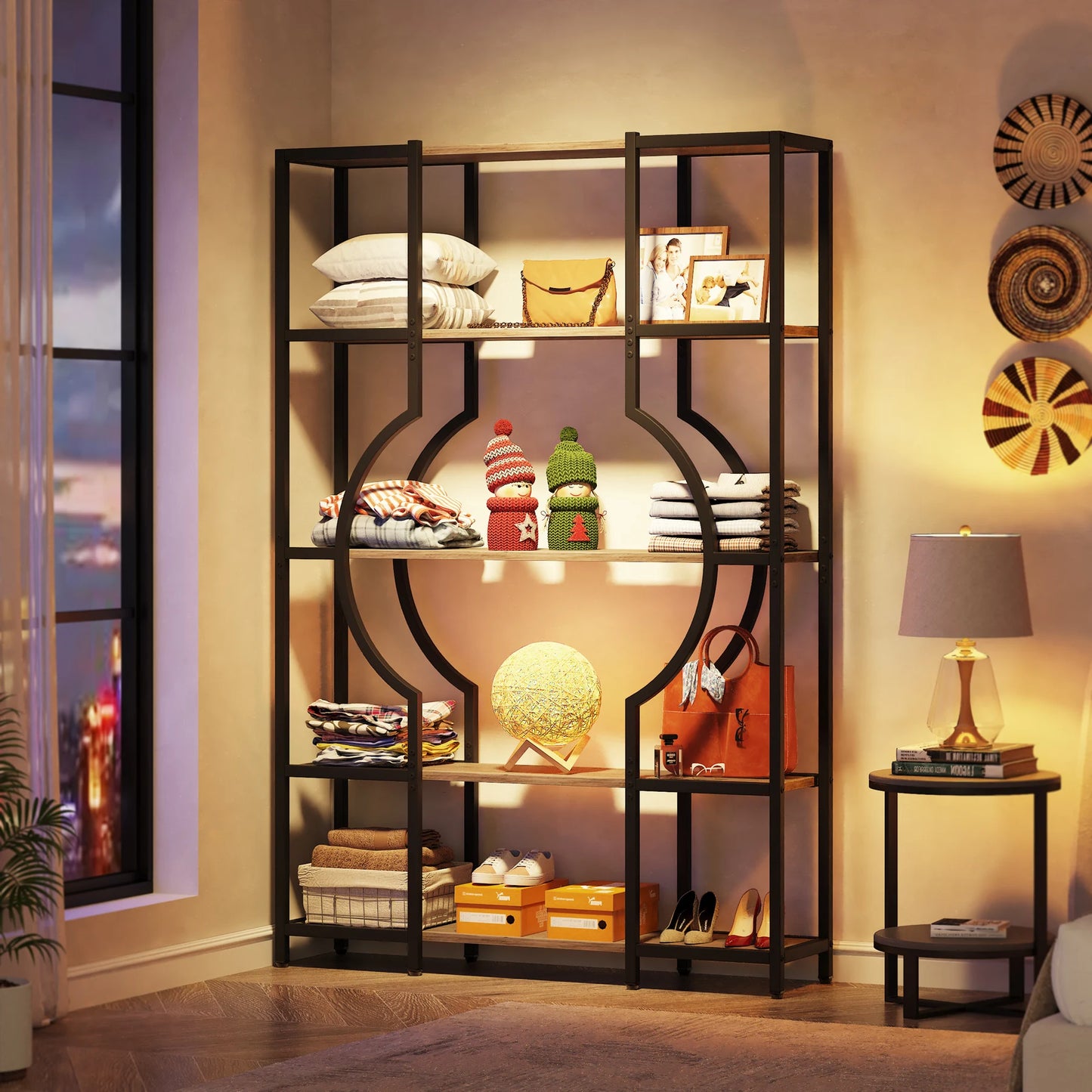 Tribesigns 5-Tier Tall Bookshelf – Vintage Wood Bookcase with 12 Open Display Shelves