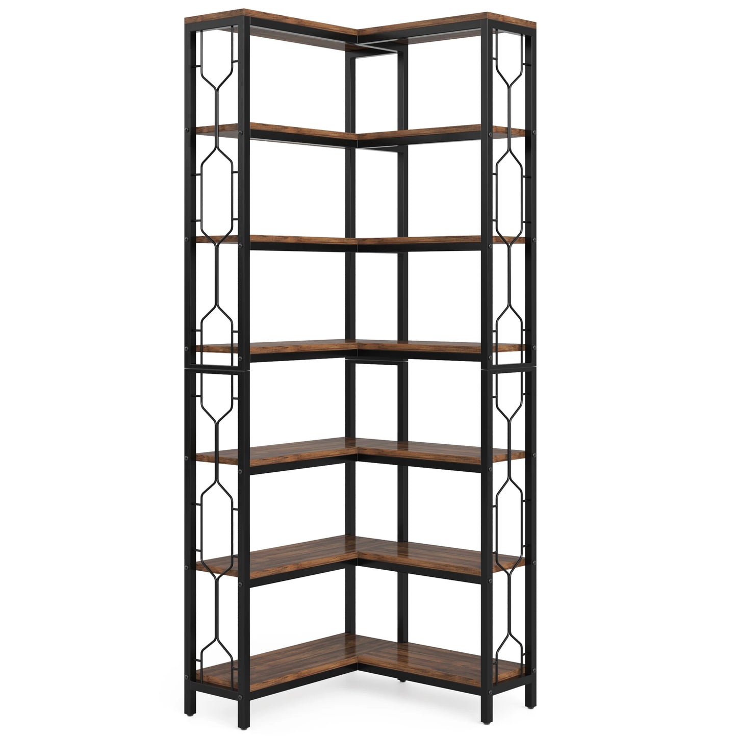 Tribesigns 7-Tier Corner Shelf, Wood & Metal Freestanding Bookcase or Display Shelf
