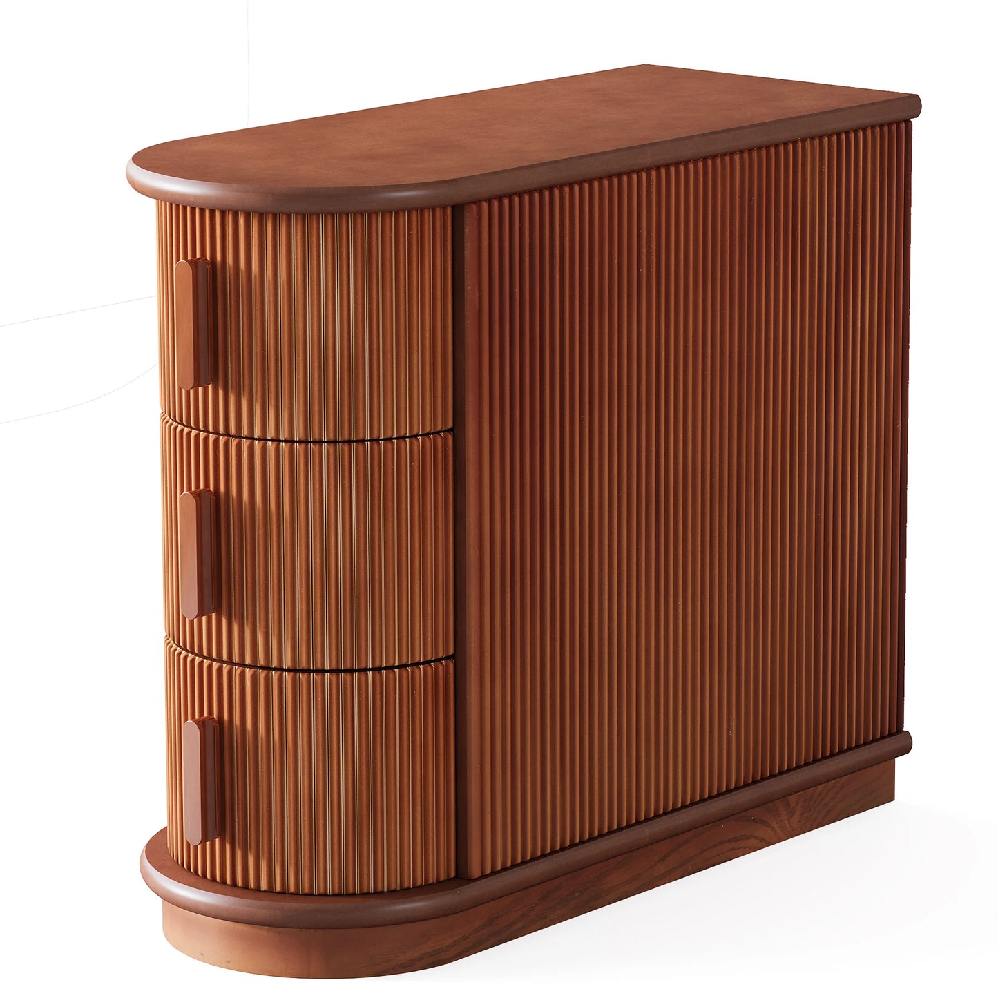 Tribesigns Narrow Bedside Nightstand with Round Solid Wood, 2 Drawers