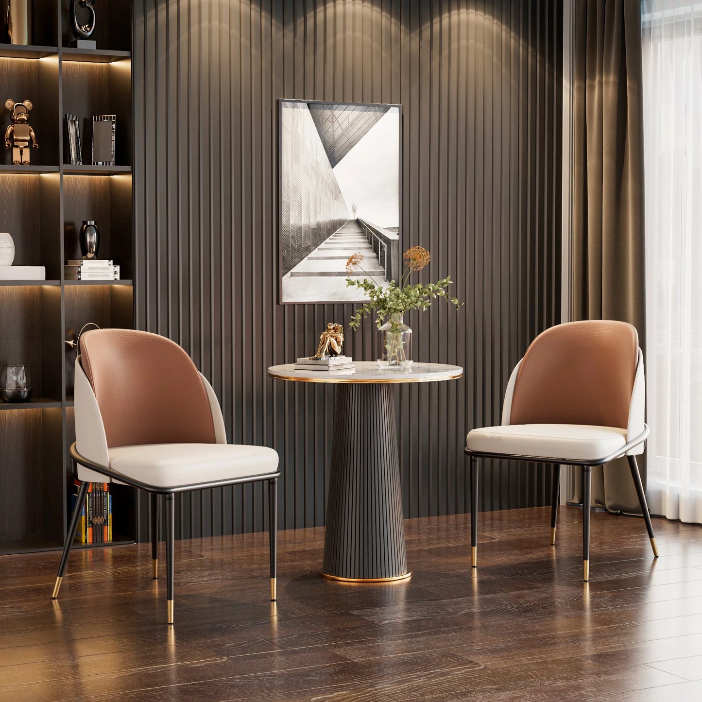 Dining Chairs Set of 2, Faux Leather Upholstered Padded Back