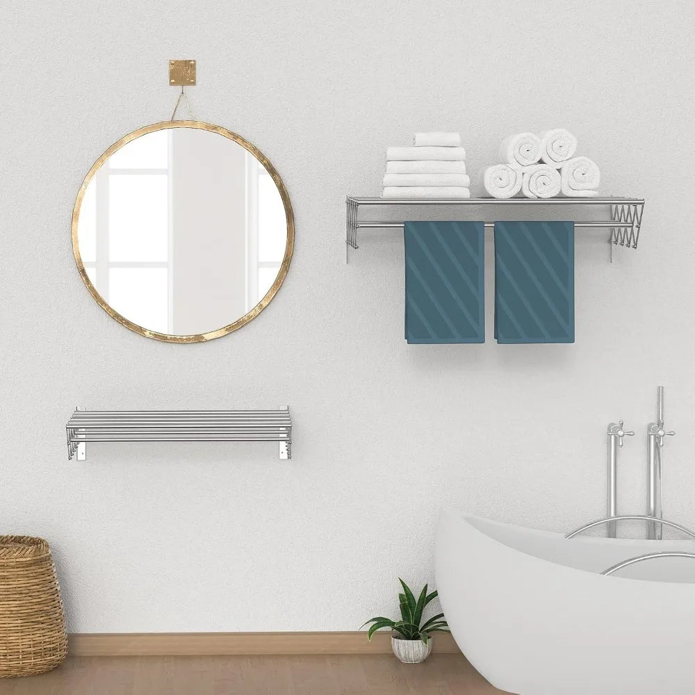 Wall-Mounted Stainless Steel Foldable Clothes Drying Rack for Laundry/Bathroom