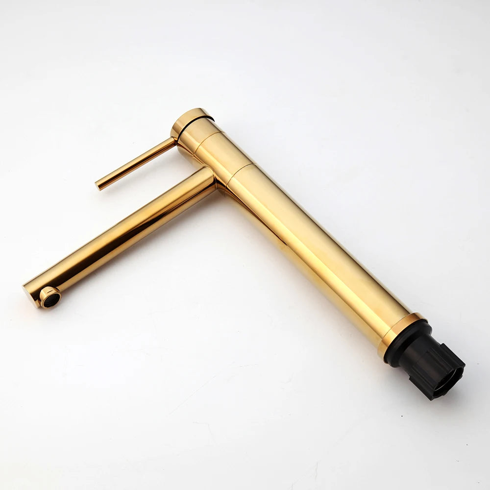 JIENI Bathroom Gold & Chrome Basin Faucet, Deck-Mounted Single Handle