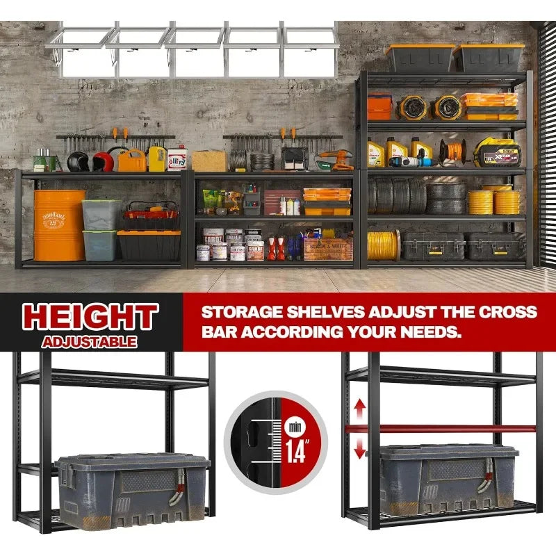 48" Garage Shelving Unit, 2500LBS Capacity, Heavy Duty 2-Piece Storage Rack