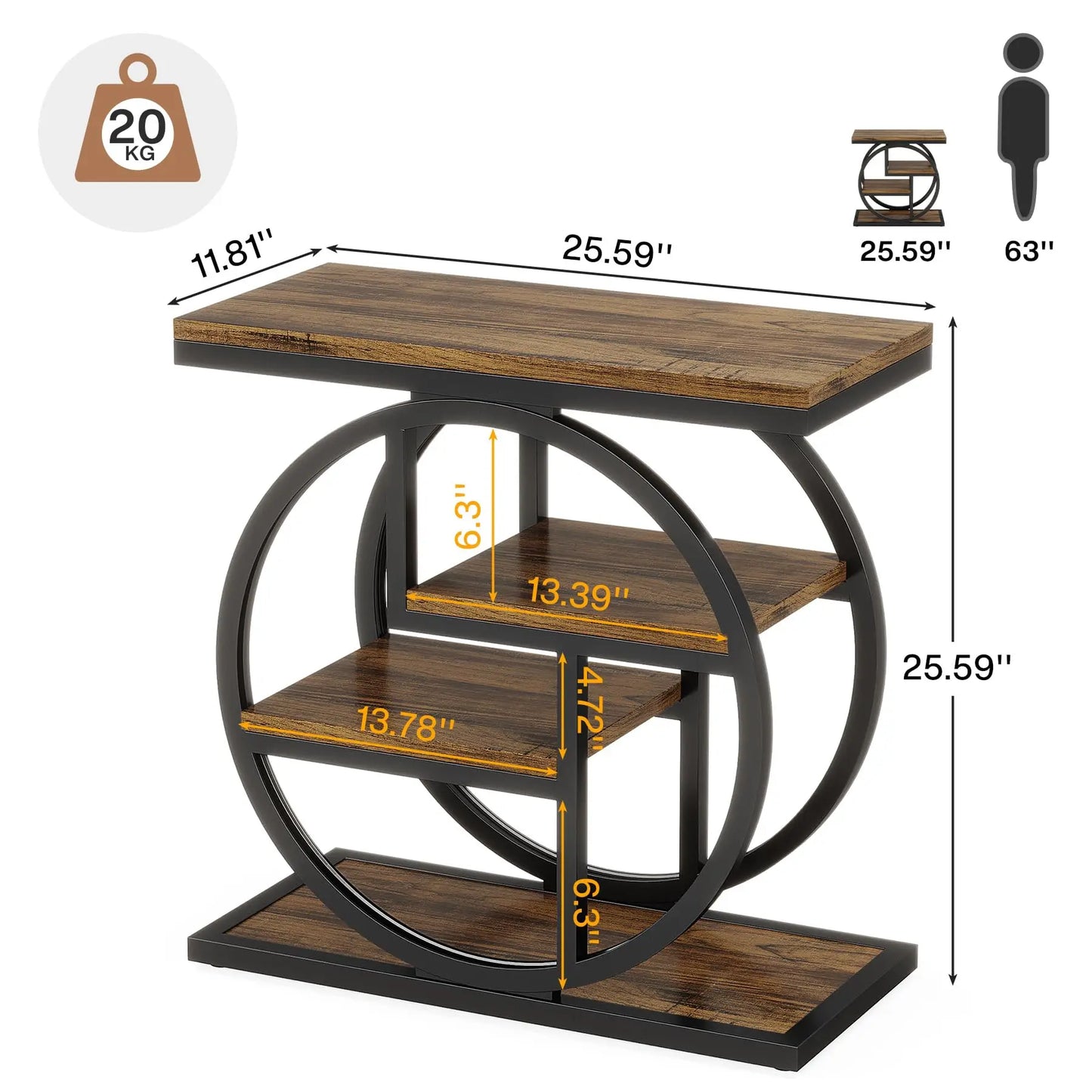 Tribesigns End Table 4-Tier Wood Narrow Side Table with Storage Shelves