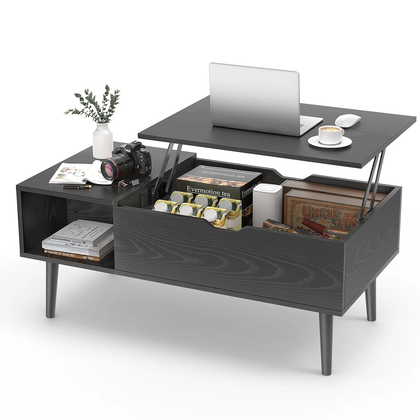 JHK Lift Top Coffee Table Adjustable Storage Shelf