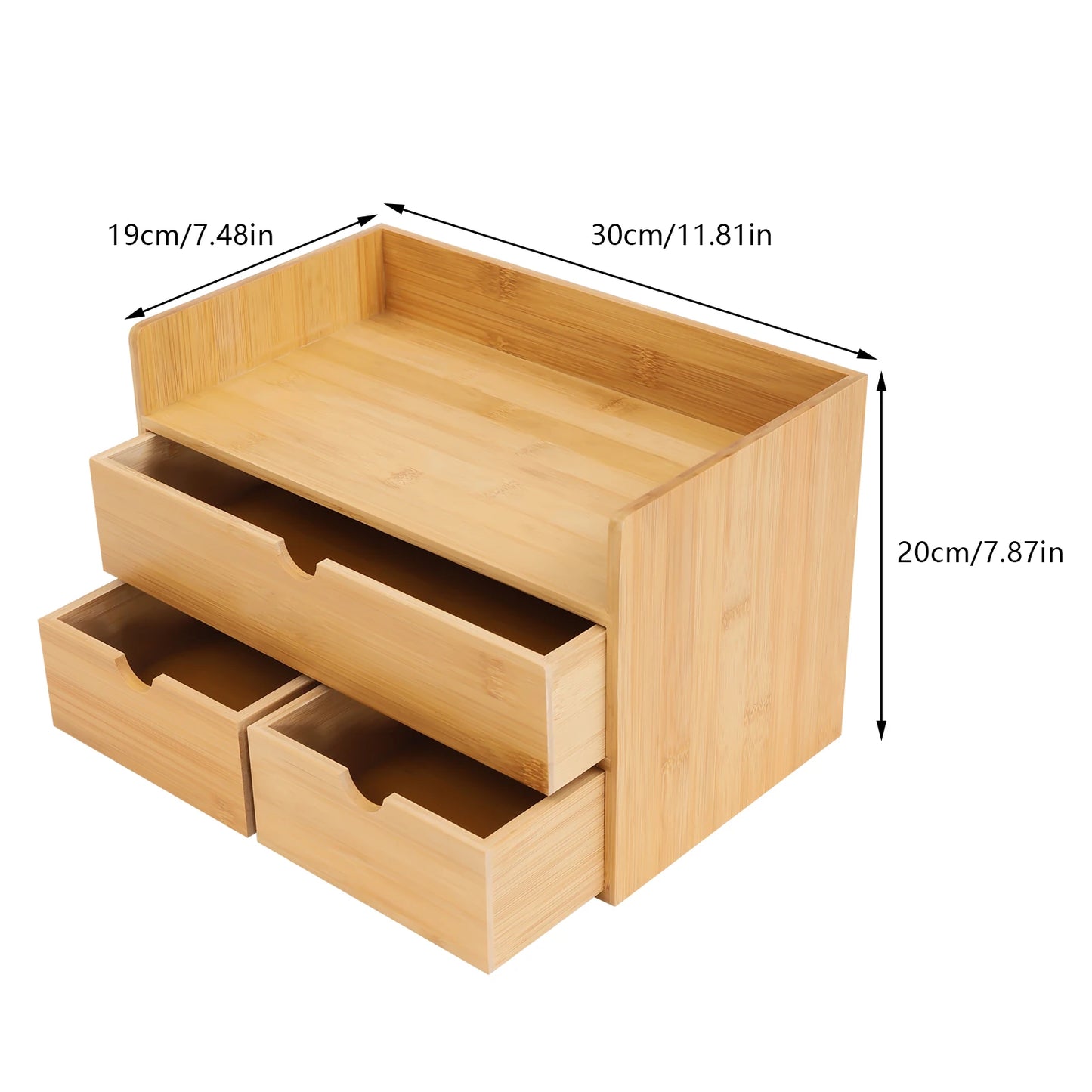 Bamboo Desk & Vanity Organizer – 3-Drawer Compact Storage