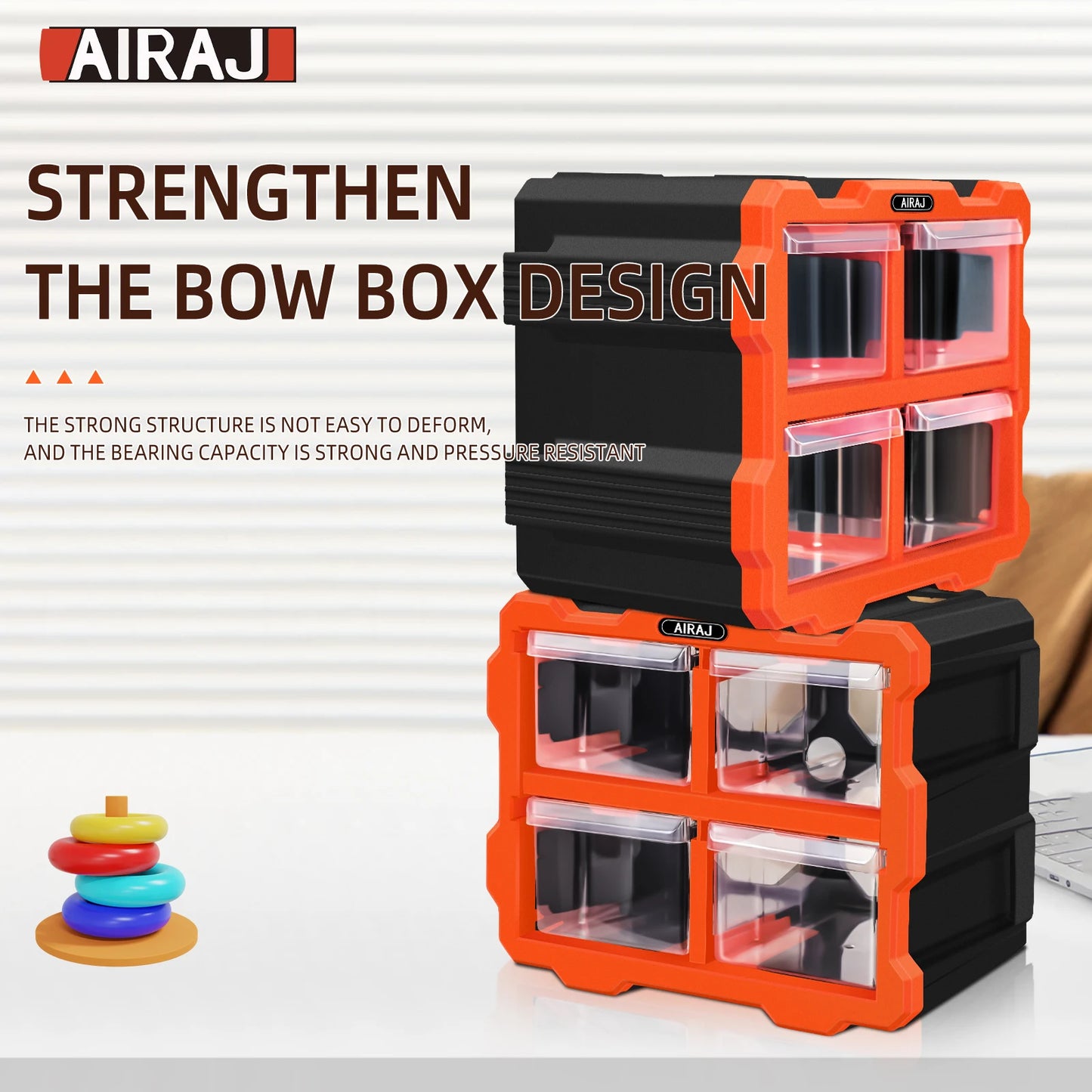 AIRAJ Multi-Grid Drawer Parts Box - Floor or Wall-Mounted Component Storage