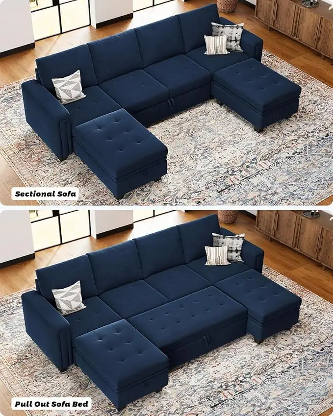 Modular Sectional Sleeper Sofa with Pull Out Bed