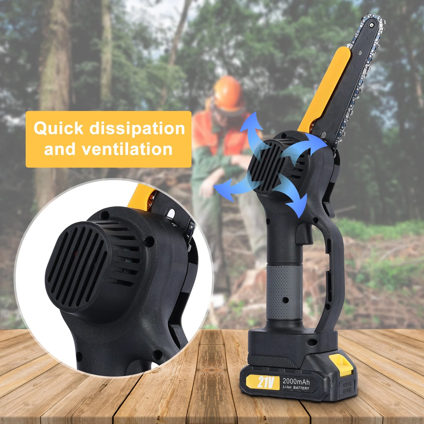 2-in-1 Mini 6" Cordless Chainsaw & Pole Saw β 21V Handheld Electric Saw for Woodworking & Pruning