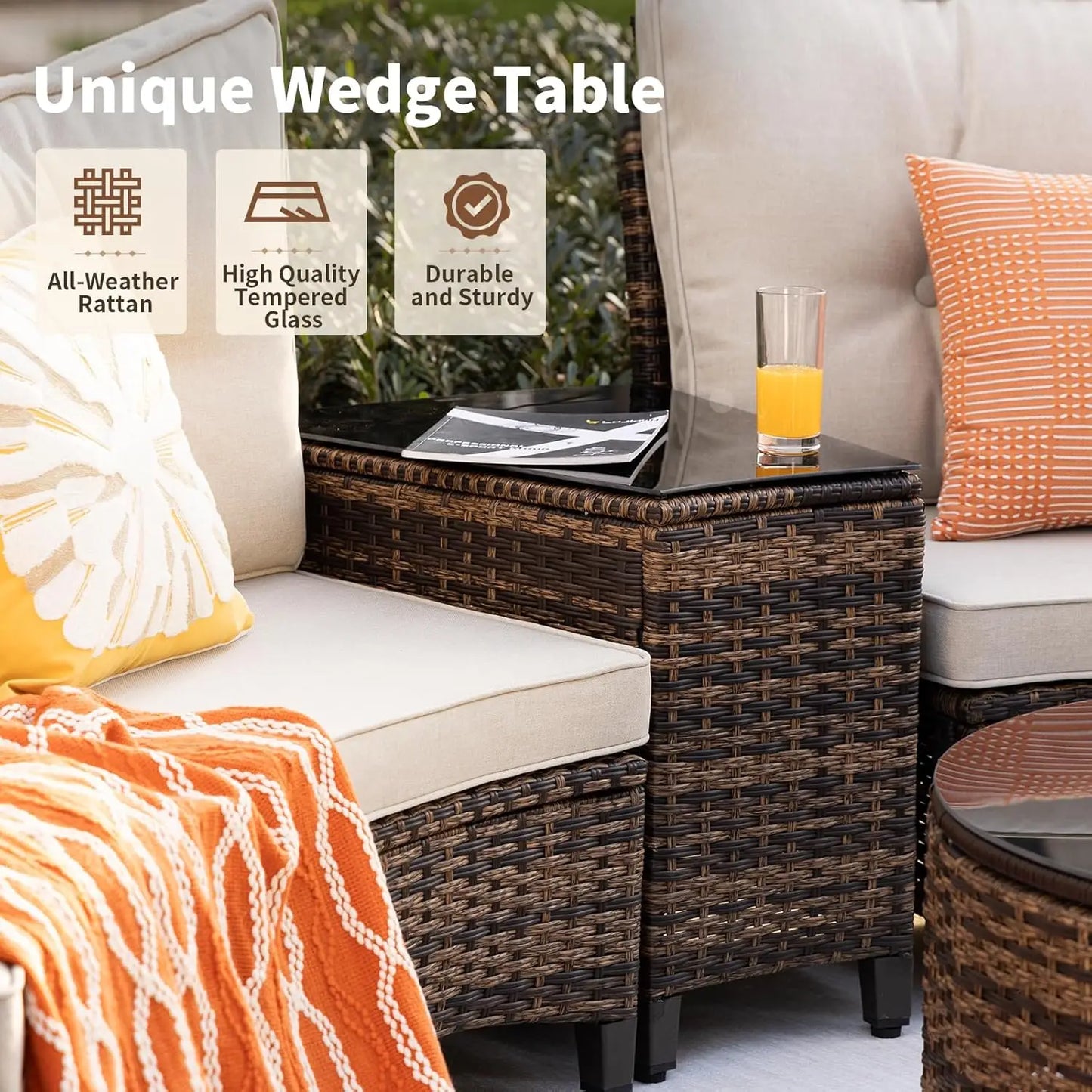 Curved Rattan Patio Set ā Modular Half-Moon Outdoor Sofa Set