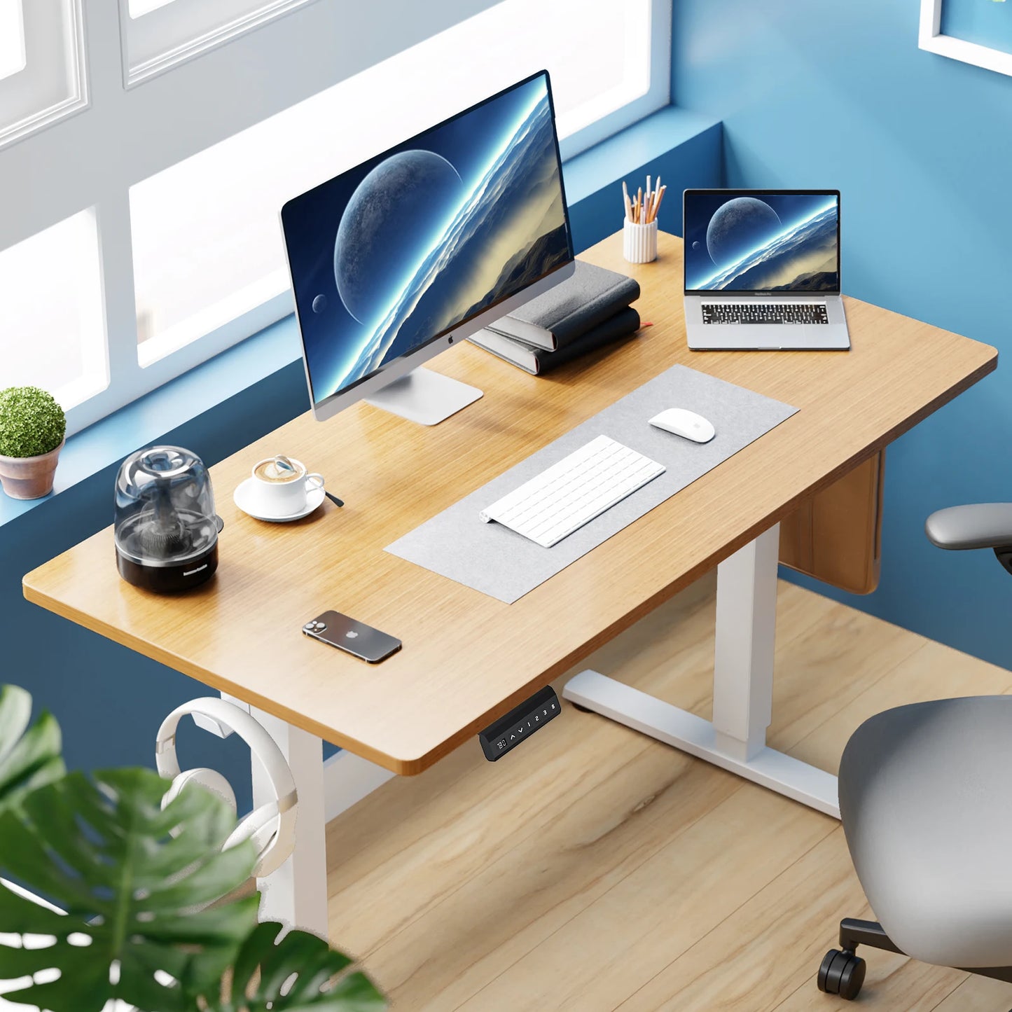 JHK Electric Height Adjustable Standing Desk, 40x24 Inch Ergonomic Sit-Stand Workstation