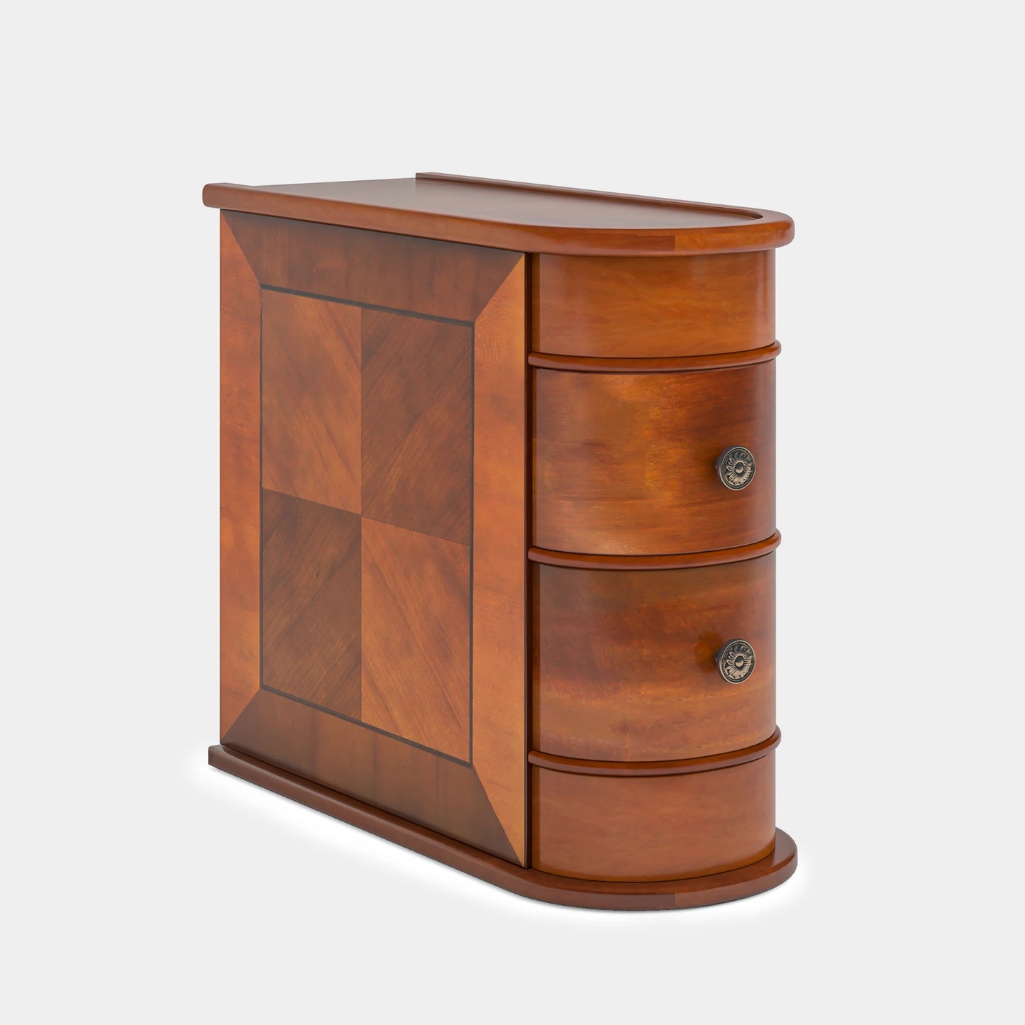 Tribesigns Narrow Bedside Nightstand with Round Solid Wood, 2 Drawers
