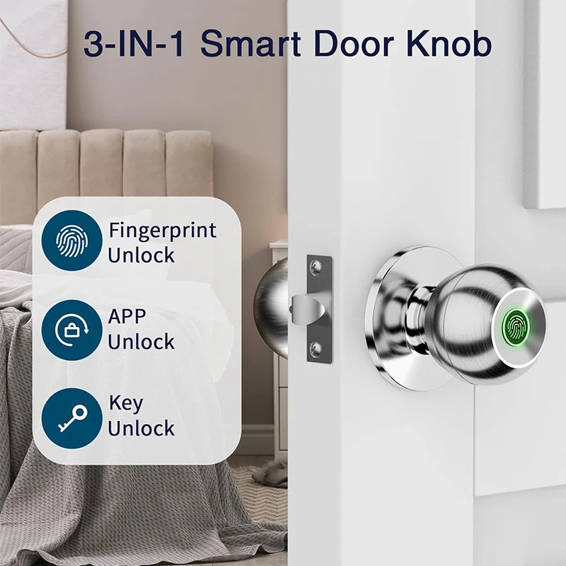 CIEPOJIET Tuya Smart Fingerprint Door Lock with Bluetooth & Keyless Entry