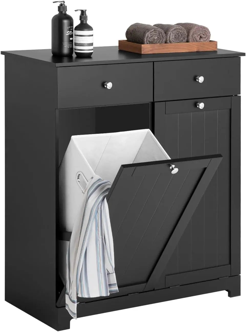 Tilt-out Bathroom Laundry Cabinet Hidden Hamper Organizer