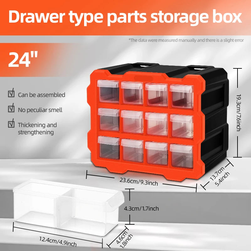 AIRAJ Multi-Grid Drawer Parts Box - Floor or Wall-Mounted Component Storage