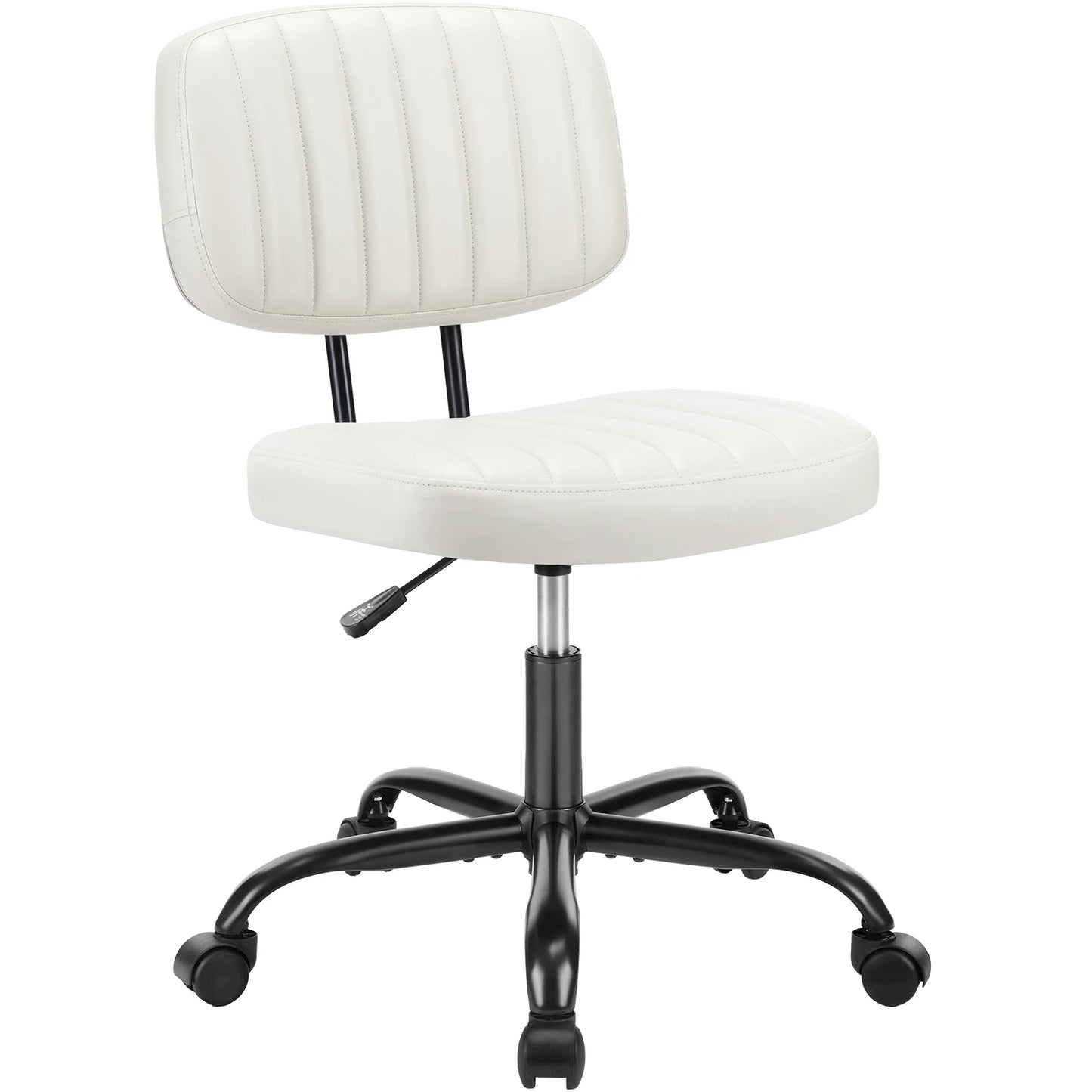 JHK Armless PU Leather Office Chair ā Adjustable Height & Lumbar Support with 360° Swivel Wheels