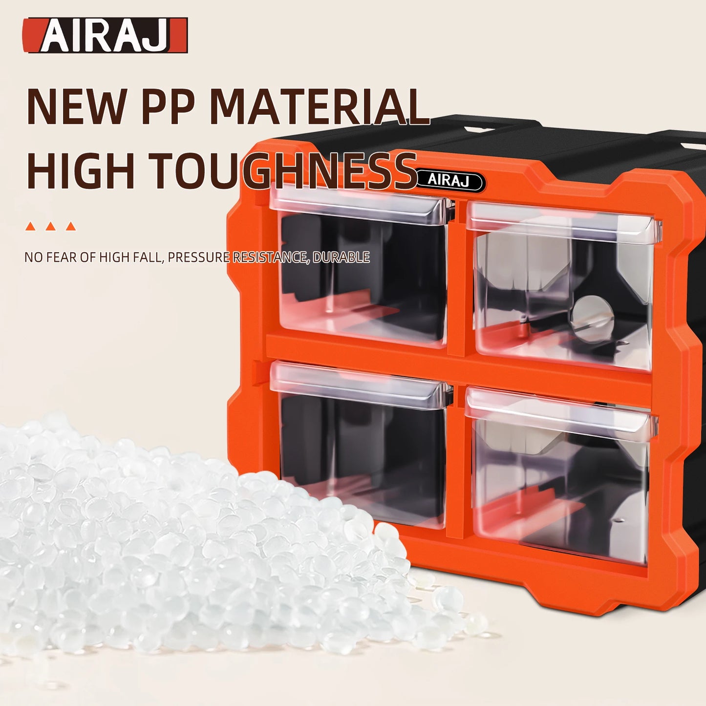 AIRAJ Multi-Grid Drawer Parts Box - Floor or Wall-Mounted Component Storage