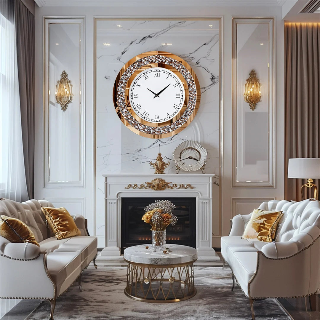 LUVODI 32" Modern 3D Wall Clock – Large Crystal Design with Roman Numerals