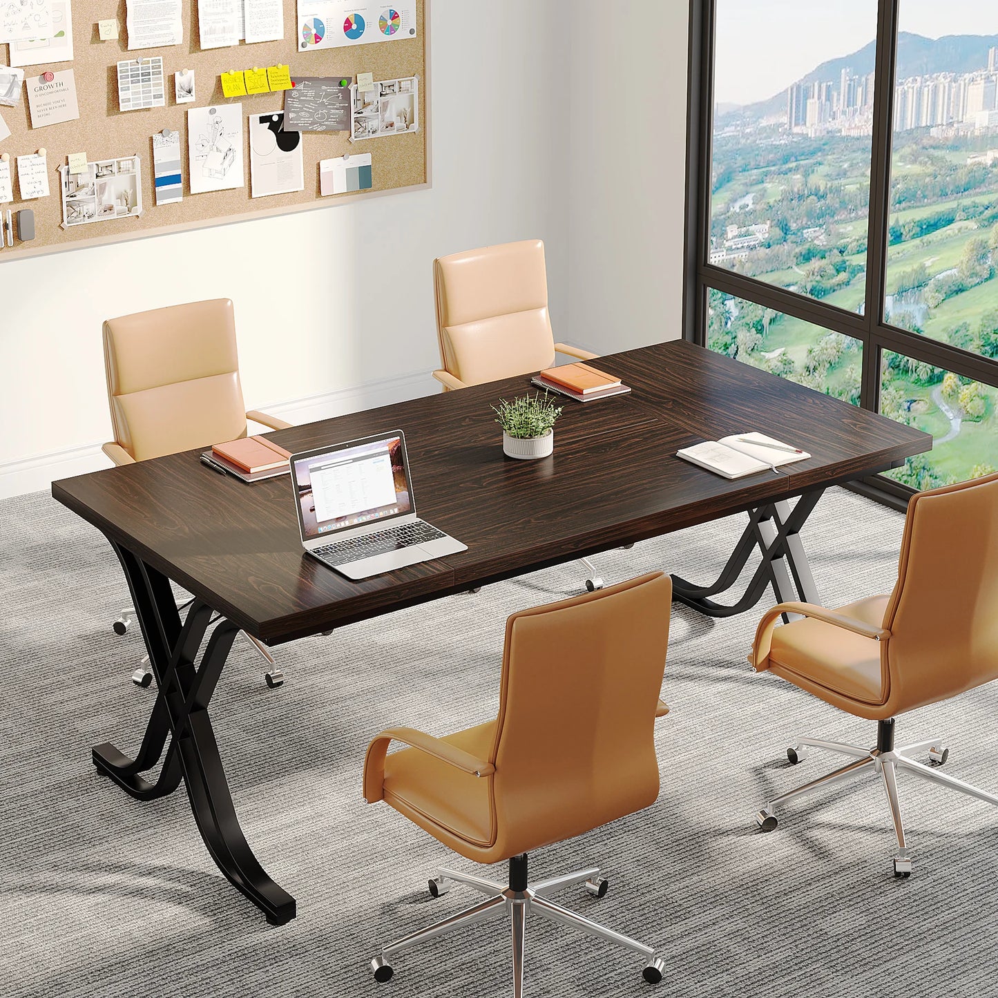 Tribesigns 63" Executive Desk, Large Office Computer Desk with Wood Top and Metal Frame
