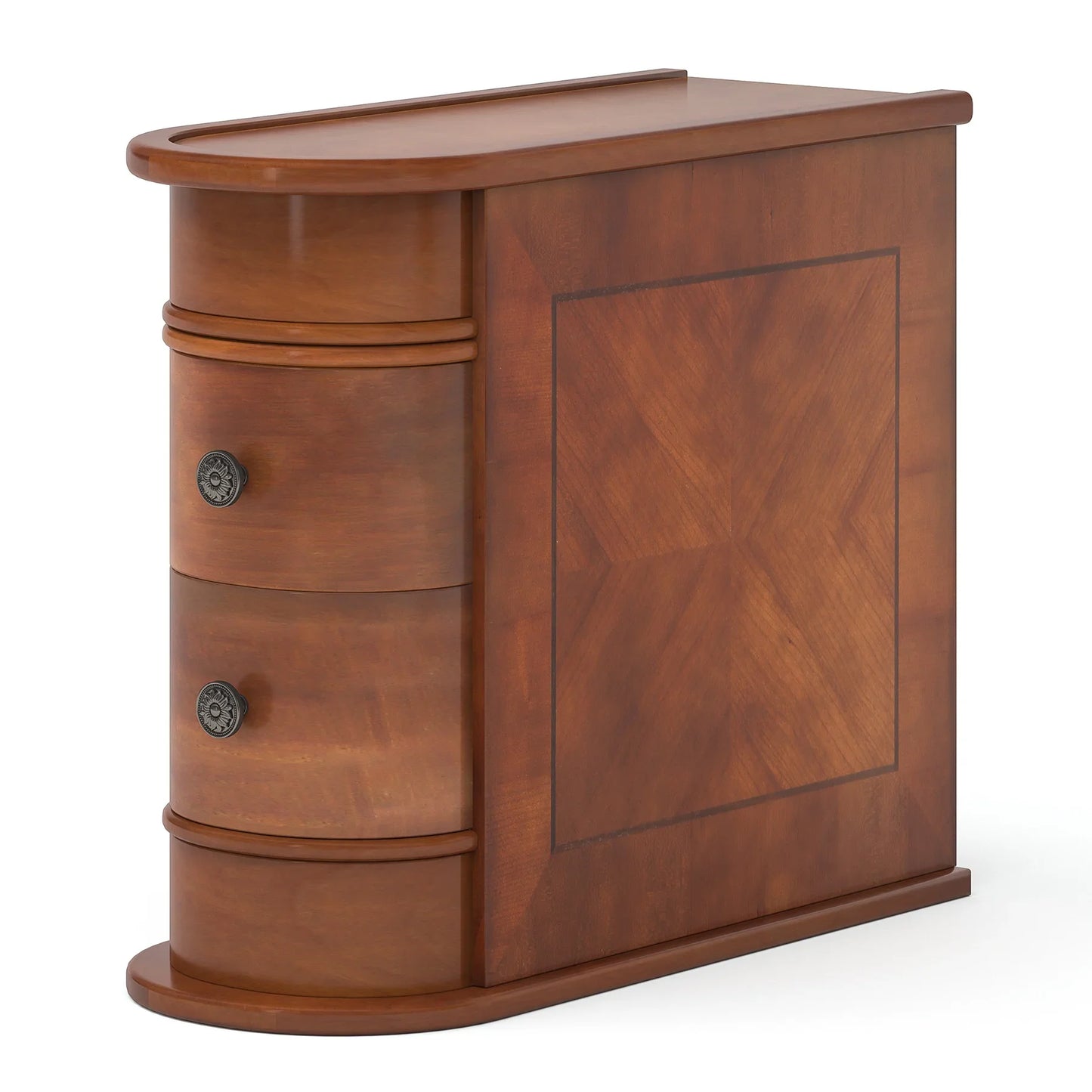 Tribesigns Narrow Bedside Nightstand with Round Solid Wood, 2 Drawers
