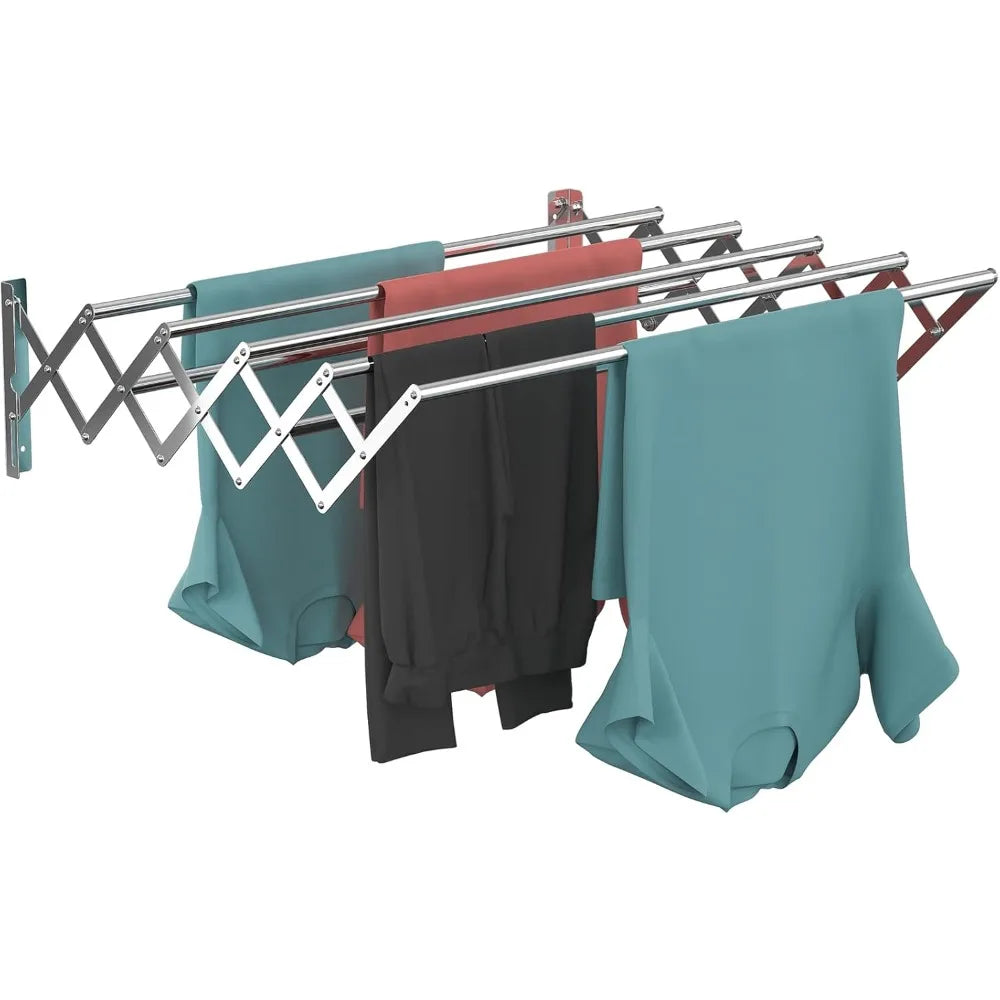 Wall-Mounted Stainless Steel Foldable Clothes Drying Rack for Laundry/Bathroom