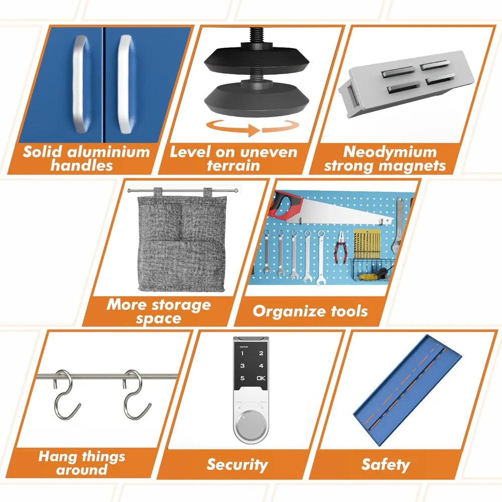 71" Metal Storage Cabinet with Digital Lock, Pegboard & Locking Tool Cabinet