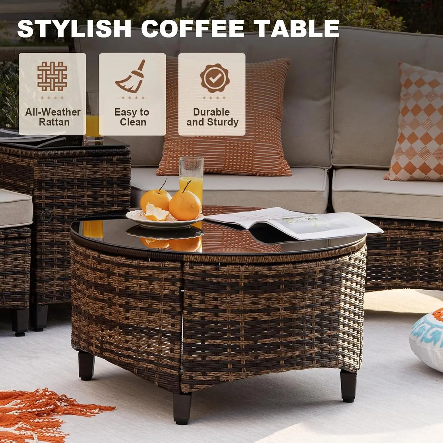 Curved Rattan Patio Set ā Modular Half-Moon Outdoor Sofa Set
