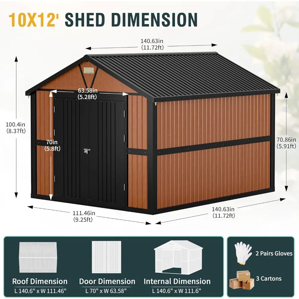 Outdoor Metal Shed 10x12 FT – Lockable, Spacious & Weather-Resistant