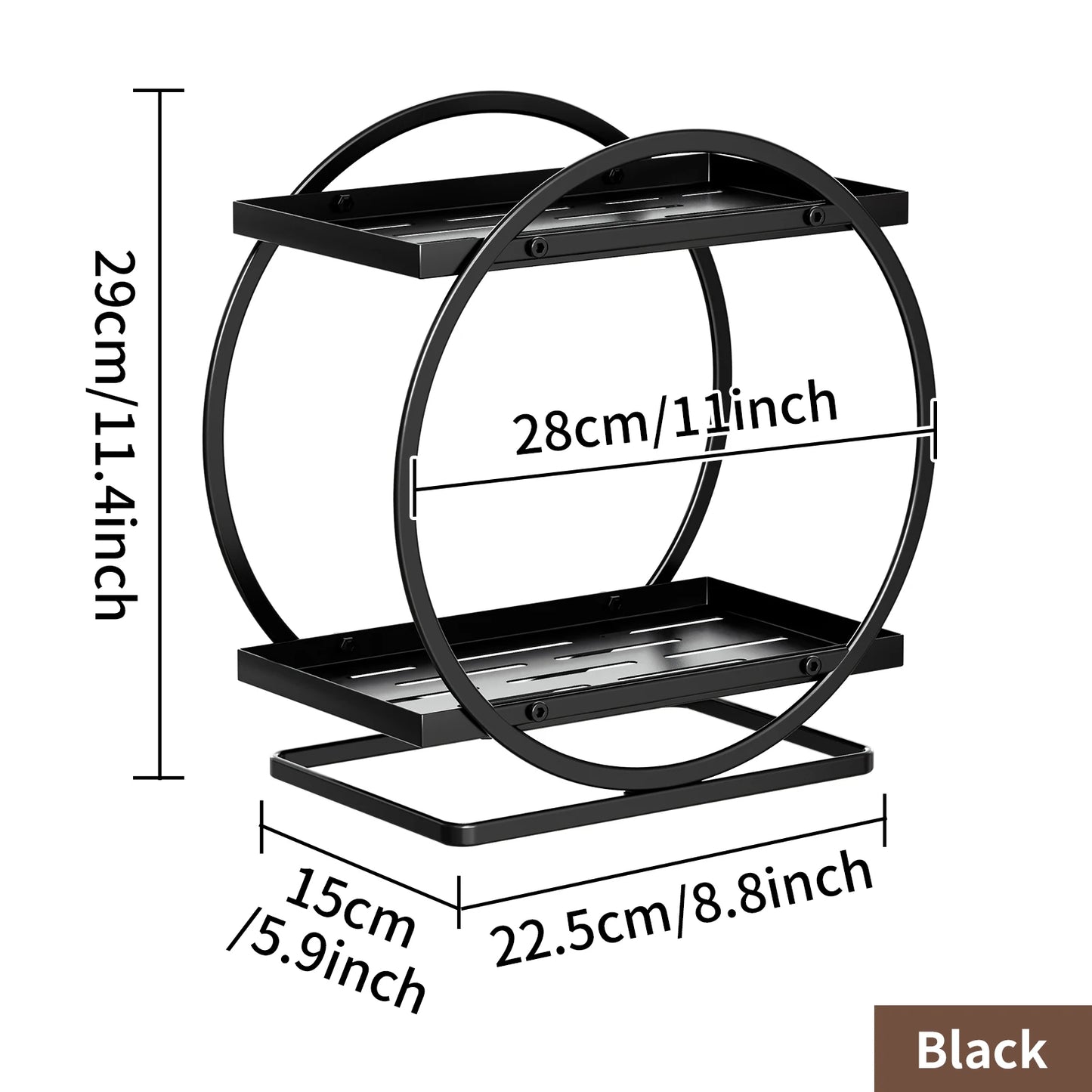 2-Tier Black & Gold Makeup Organizer for Vanity or Dresser