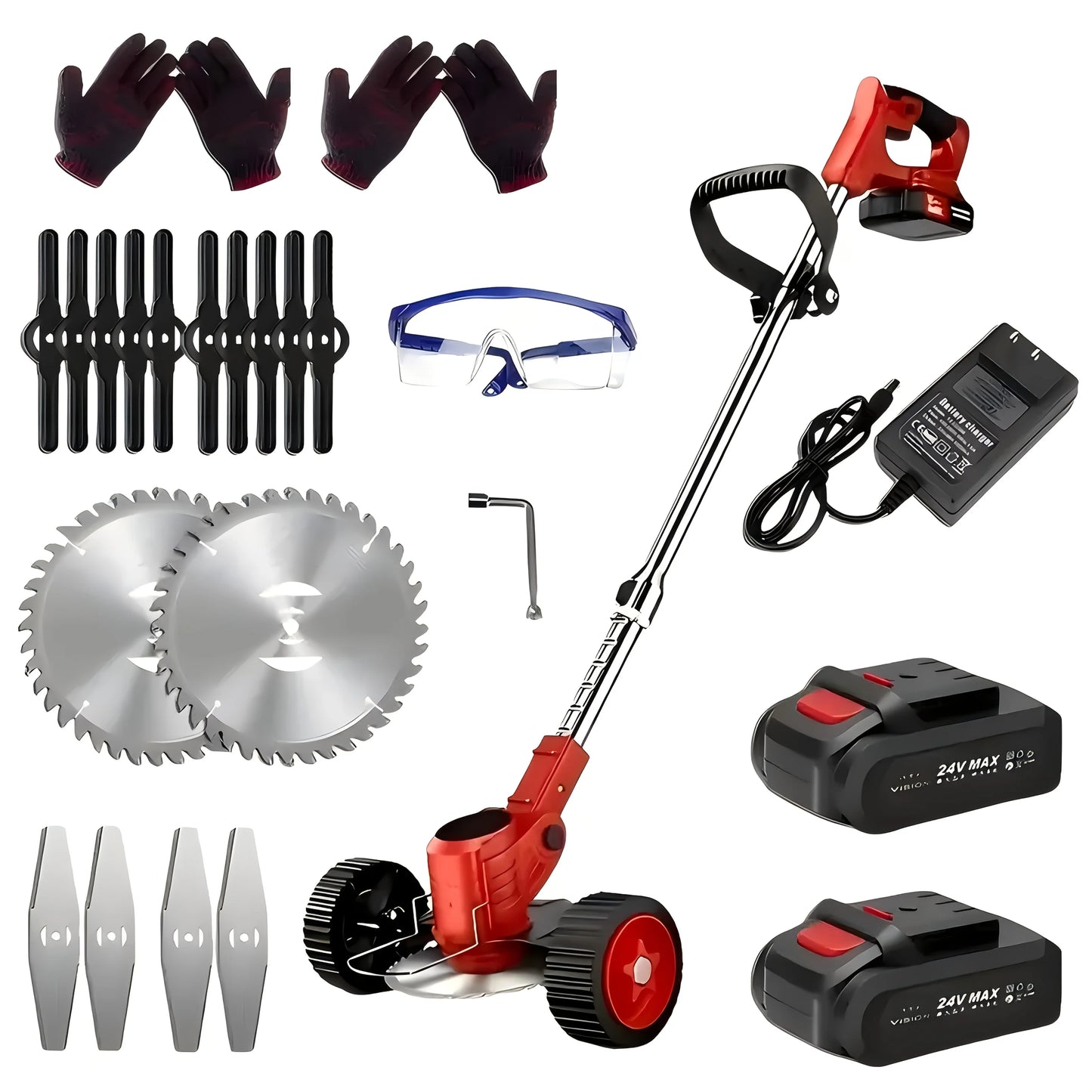 2025 Portable Cordless Electric Lawn Mower – Compact Weeder with 2 Lithium Batteries & 3 Blades
