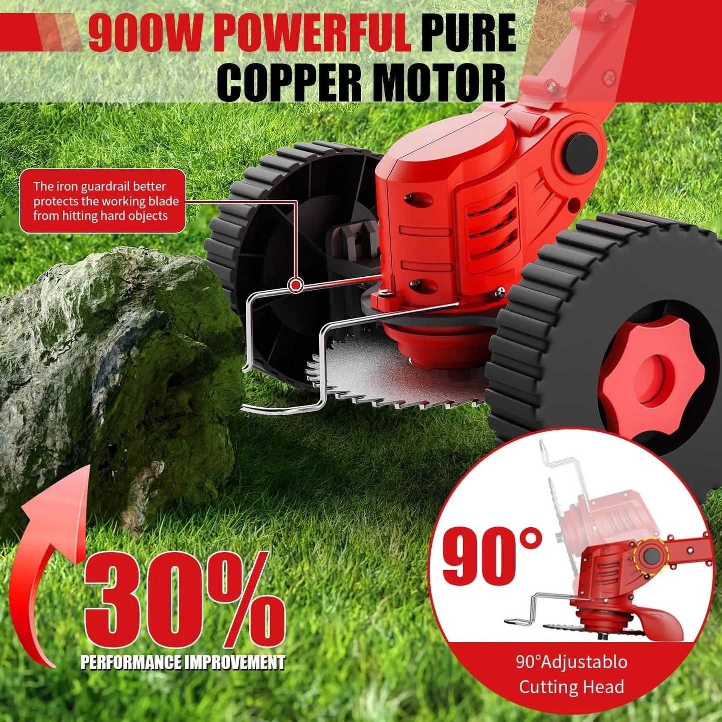 2025 Portable Cordless Electric Lawn Mower – Compact Weeder with 2 Lithium Batteries & 3 Blades