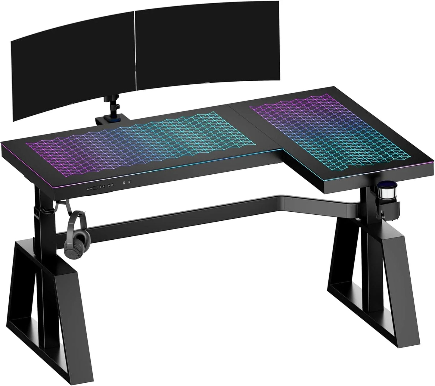 55" Adjustable Gaming Desk with Music Lights