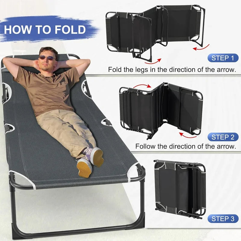 ✅ 4-Position Folding Camping Cot with Mattress – Portable Bed Holds up to 330 lbs