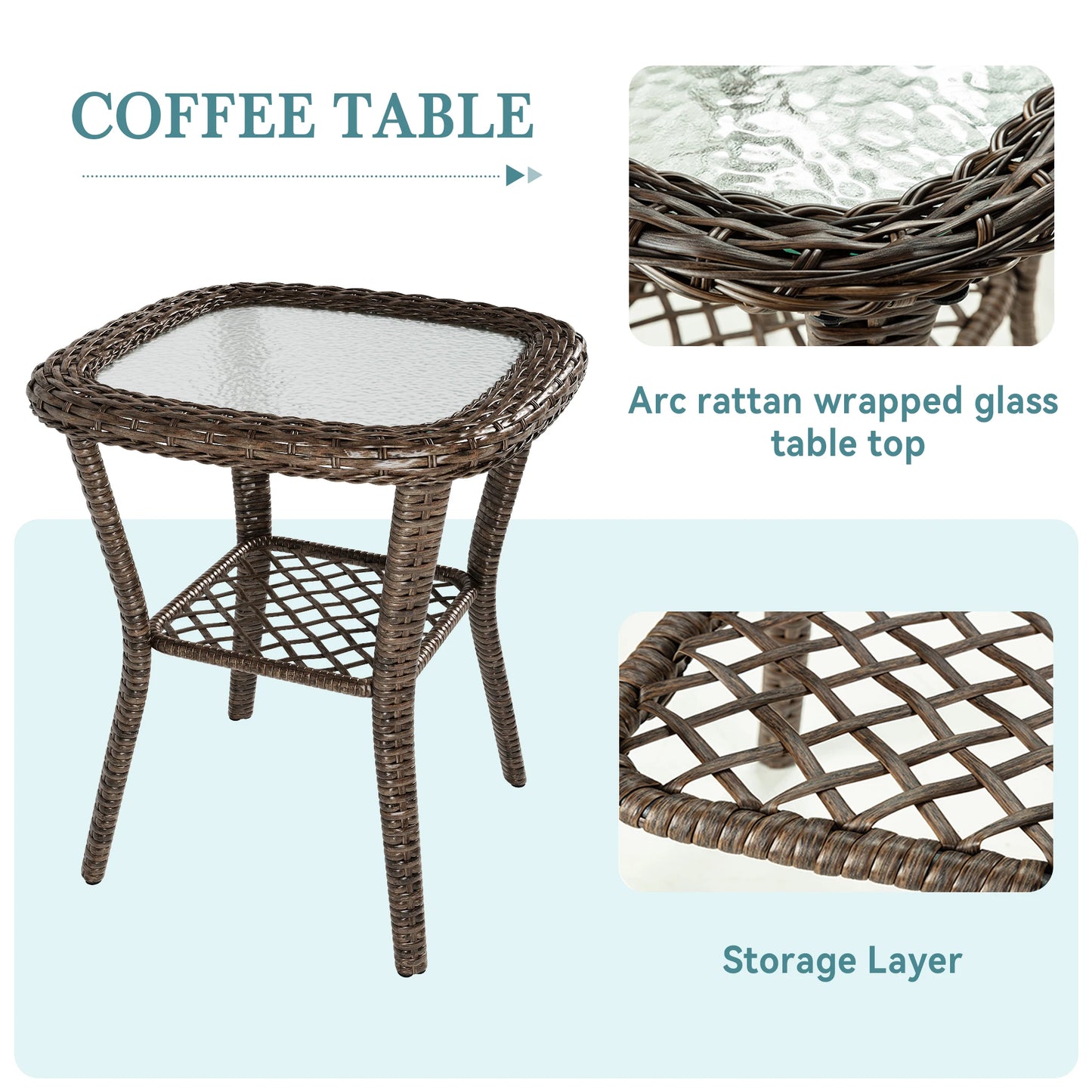 HOOMIC 3-Piece Patio Bistro Set – Swivel Rocking Chairs with Cushions & Side Table