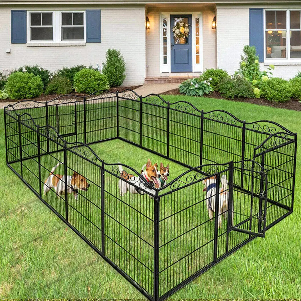 8-Panel Heavy-Duty Metal Dog Playpen with Gate – Foldable Indoor/Outdoor Pet Fence