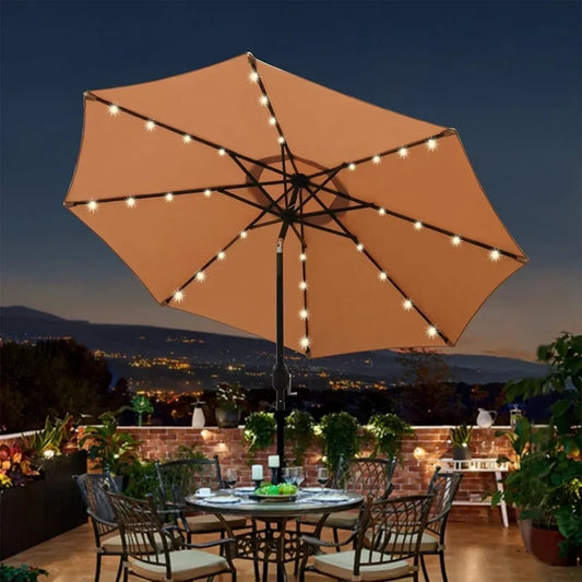 ✅ 9FT LED Patio Umbrella – Outdoor Market Umbrella for Garden, Deck, Pool & Beach