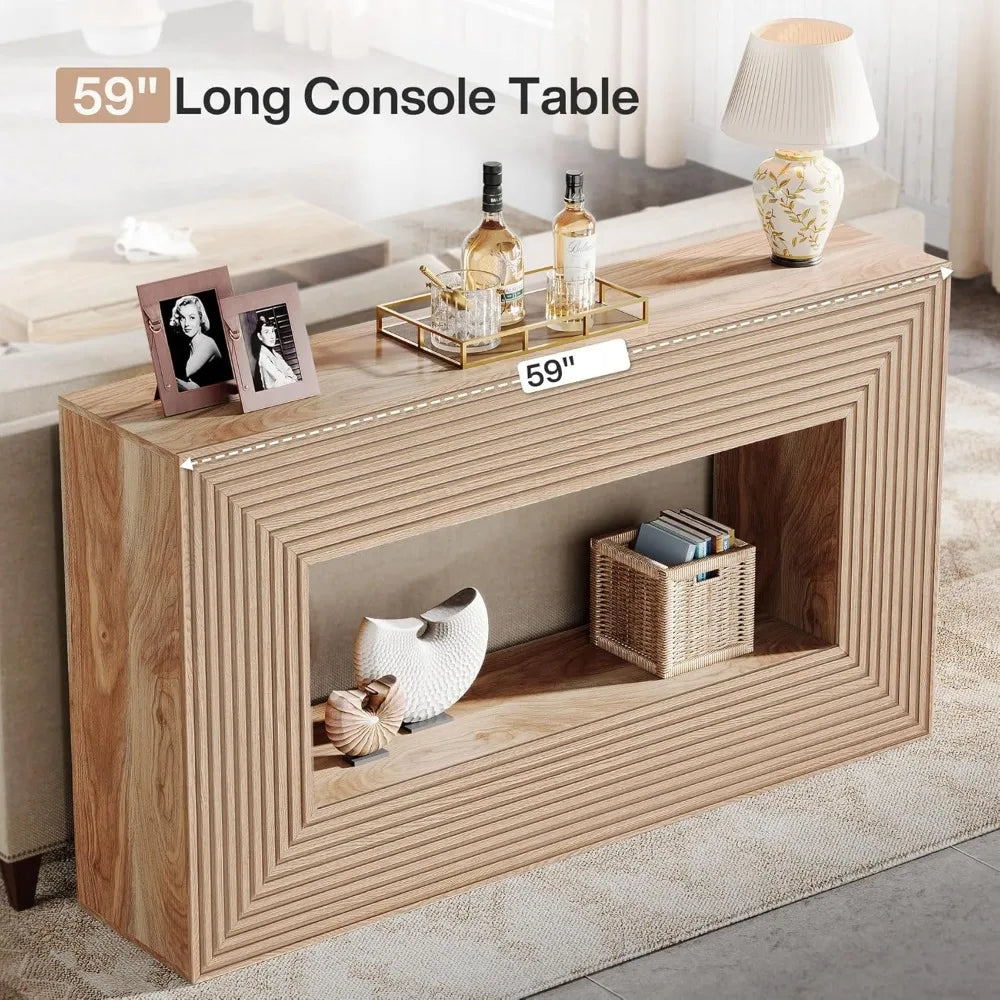 59" Sofa Console Table with Storage, for Living Room or Hallway