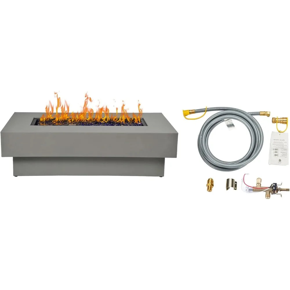 48" Outdoor Fire Pit Table, 50,000 BTU with Natural Gas Kit & Burner Lid