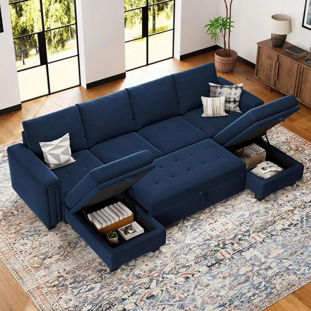Modular Sectional Sleeper Sofa with Pull Out Bed