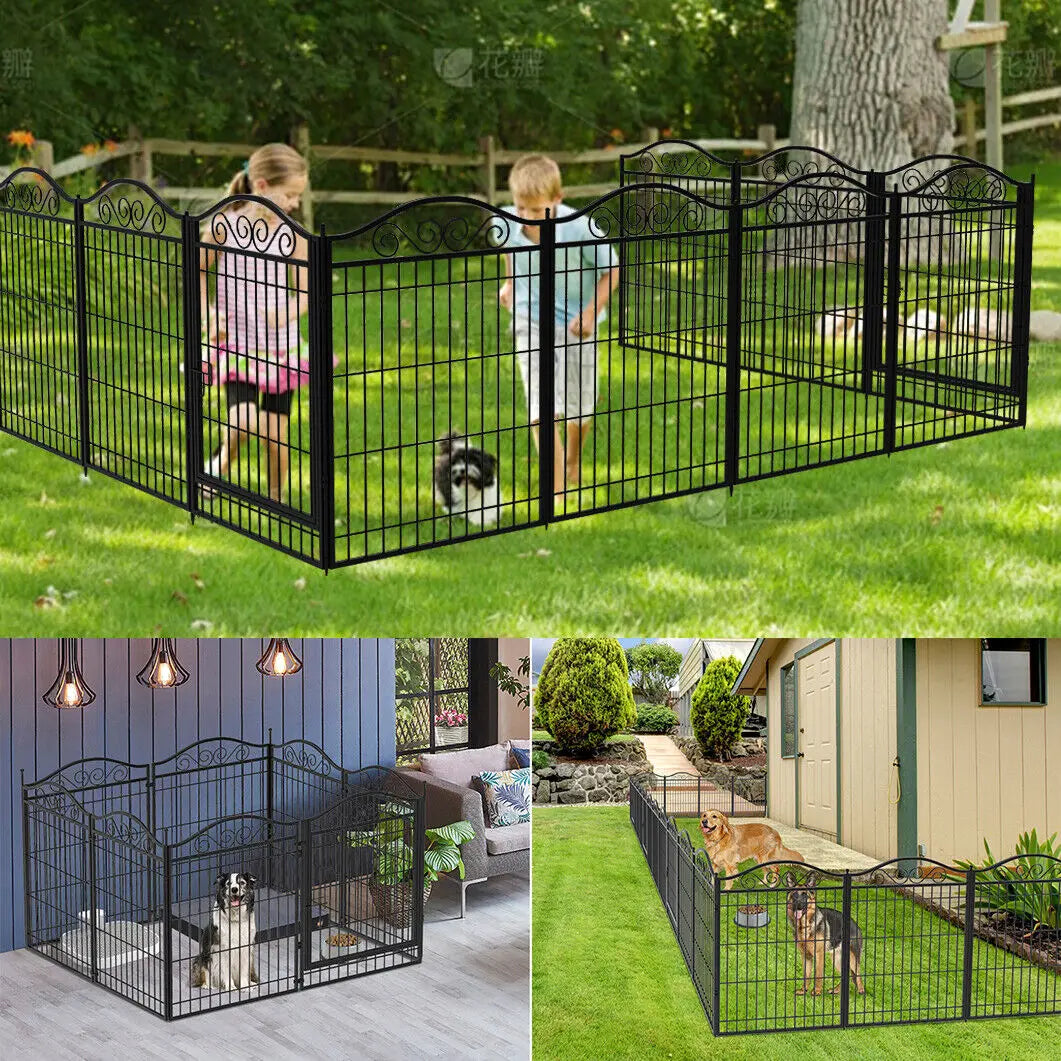 8-Panel Heavy-Duty Metal Dog Playpen with Gate – Foldable Indoor/Outdoor Pet Fence