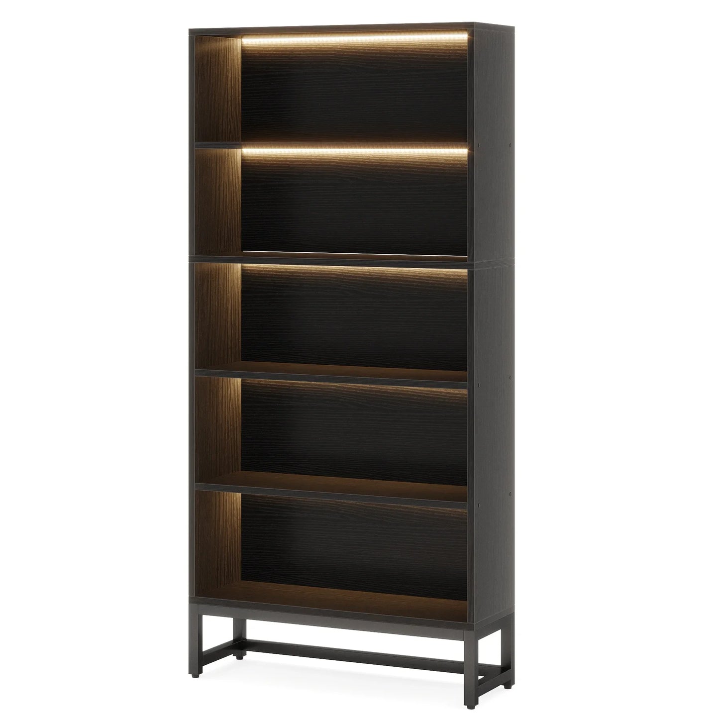Tribesigns 70.8" Tall Library Bookcase with LED Lights, Heavy Duty Organizer
